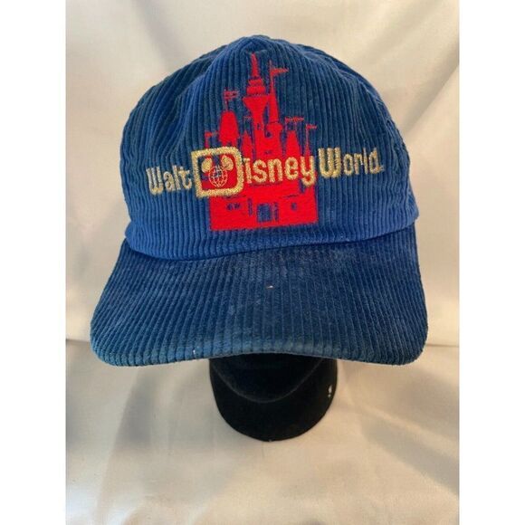 Disney Other - Vintage 70s Walt Disney World Blue Corduroy Hat Cap Snapback Olympian USA
